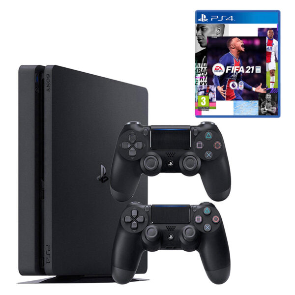 مجموعه کنسول بازی سونی مدل Playstation 4 Slim CUH-2216B ظرفیت 1 ترابایت به همراه دسته اضافه و فیفا21