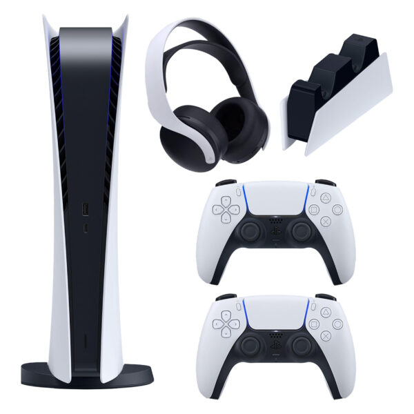 مجموعه کنسول بازی سونی مدل PlayStation 5 Digital ظرفیت 825 گیگابایت به همراه هدست و پایه شارژر