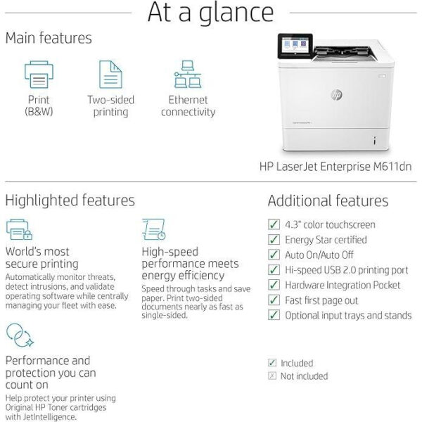 پرینتر لیزری اچ‌پی مدل LaserJet Enterprise M611dn
