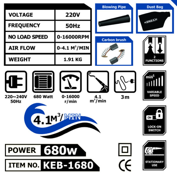خرید و قیمت | دستگاه دمنده و مکنده کنزاکس مدل KEB-1680