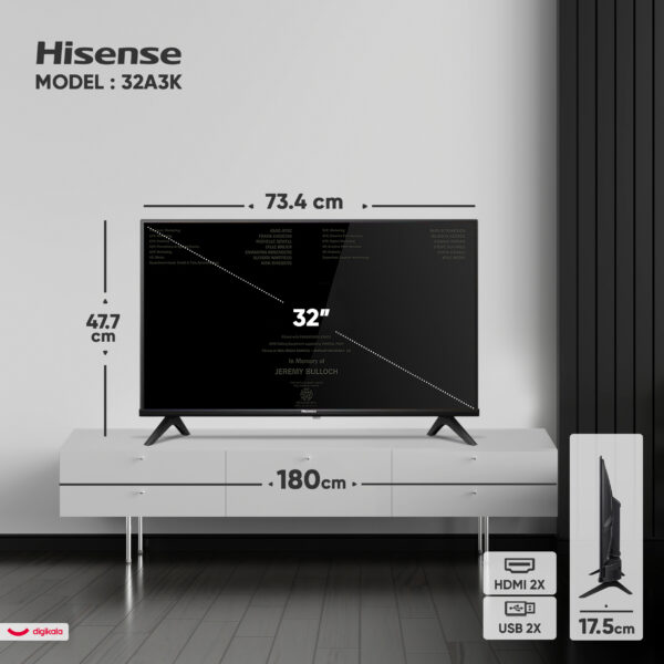 تلویزیون 32 اینچ ال ای دی هایسنس مدل 32A3K