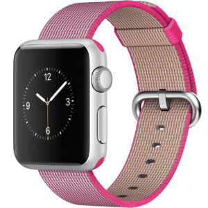 خرید و قیمت | ساعت هوشمند اپل واچ مدل 38mm Silver Aluminum Case With Pink Woven Nylon Band