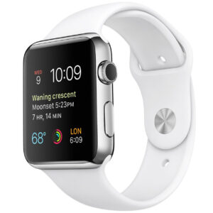 خرید و قیمت | ساعت هوشمند اپل واچ مدل 42mm Stainless Steel Case with White Sport Band