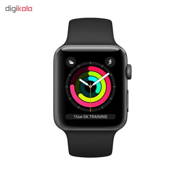 خرید و قیمت | ساعت هوشمند اپل واچ 3 مدل 42mm Aluminum Case with Black Sport Silicon Band