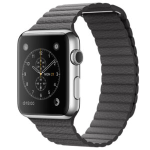 خرید و قیمت | ساعت هوشمند اپل واچ مدل 42mm Stainless Steel Case With Gray Leather Loop Band
