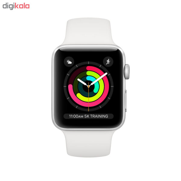خرید و قیمت | ساعت هوشمند اپل واچ سری 3 جی پی اس مدل 38mm Aluminum Case with Black Sport Silicon Band