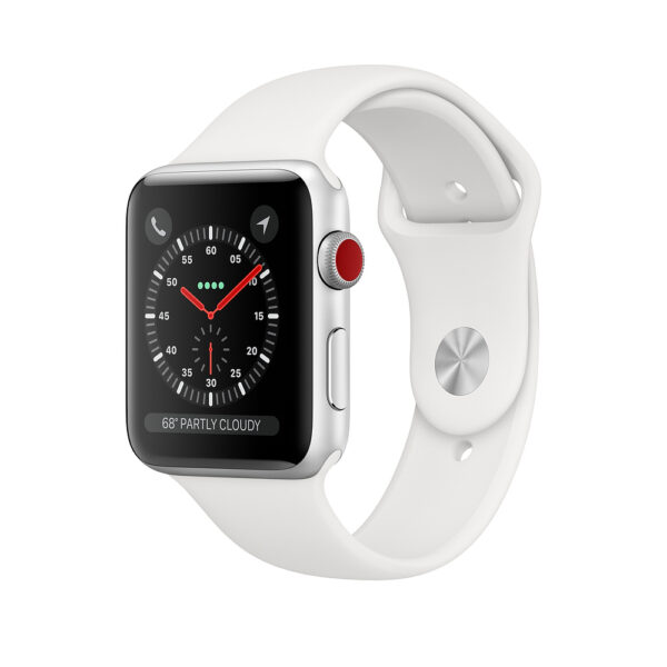 خرید و قیمت | ساعت اپل واچ سری 3 سلولار مدل 42mm Silver Aluminium Case with White Sport Band