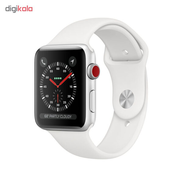 خرید و قیمت | ساعت اپل واچ سری 3 سلولار مدل 42mm Silver Aluminium Case with White Sport Band