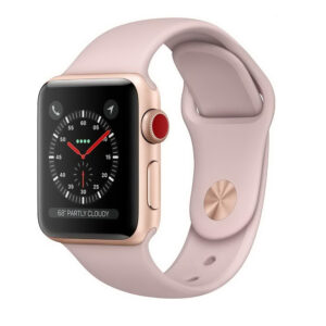 خرید و قیمت | ساعت اپل واچ سری 3 سلولار مدل 38mm Aluminum Gold Case with Pink Sand Sport Band