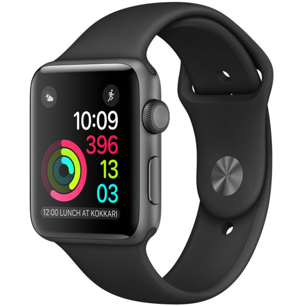خرید و قیمت | ساعت هوشمند اپل واچ سری 2 مدل 42mm Aluminum Case with Black Sport Silicone Band
