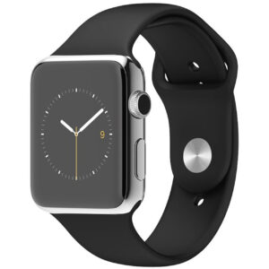 خرید و قیمت ساعت هوشمند اپل واچ مدل 38mm Stainless Steel Case with Black Sport Band