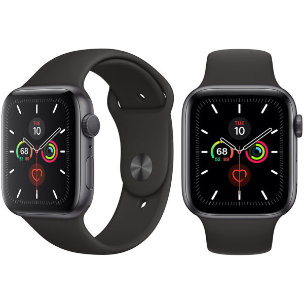 خرید و قیمت | ساعت هوشمند اپل واچ سری 5 مدل 44m Aluminum Case Black Sport Silicon Band