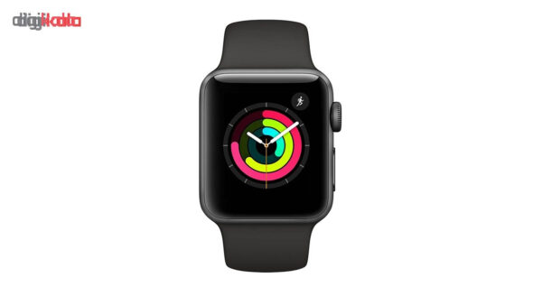 خرید و قیمت | ساعت هوشمند اپل واچ سری 3 جی پی اس مدل 38mm Aluminum Case with Black Sport Silicon Band