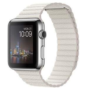 خرید و قیمت | ساعت هوشمند اپل واچ مدل 42mm Steel Case with Large White Leather Loop Band