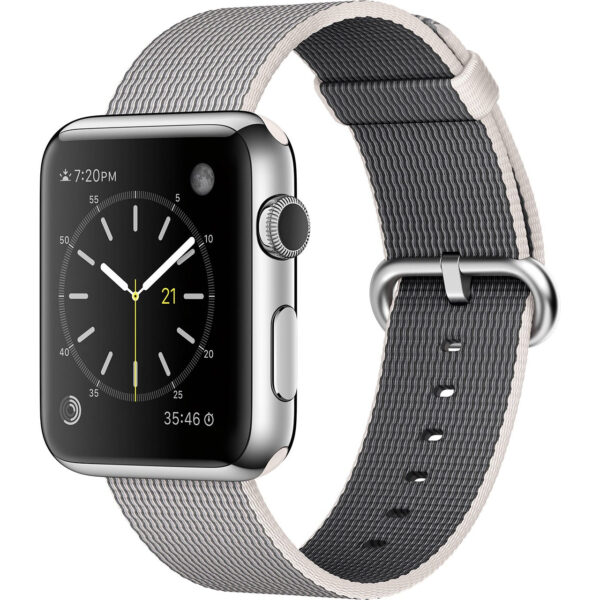 خرید و قیمت | ساعت هوشمند اپل واچ مدل 42mm Steel Case with Pearl Woven Nylon Band