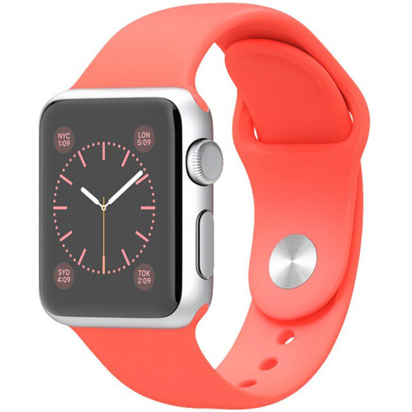 خرید و قیمت | ساعت هوشمند اپل واچ مدل 38mm Aluminium Case With Orange Sport Silicone Band