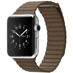 خرید و قیمت | ساعت هوشمند اپل واچ مدل 42mm Steel Case With Light Brown Leather Loop Band