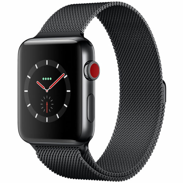 خرید و قیمت | ساعت هوشمند اپل واچ سری 3 سلولار مدل 42mm  Stainless Steel Case with Space Black Milanese Loop