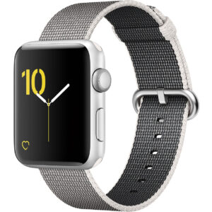 خرید و قیمت | ساعت هوشمند اپل واچ سری 2 مدل 42mm Silver Aluminum Case with Pearl Woven Nylon Band