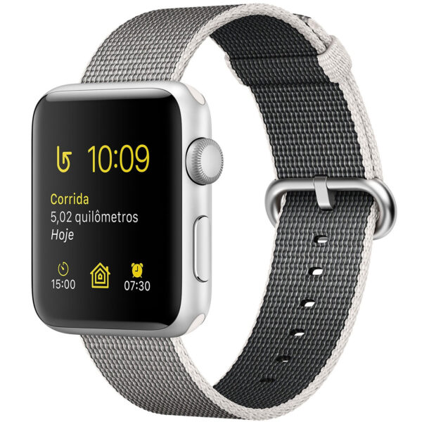 خرید و قیمت ساعت هوشمند اپل واچ سری 2 مدل  38mm Silver Aluminum Case with Pearl Woven Nylon Band