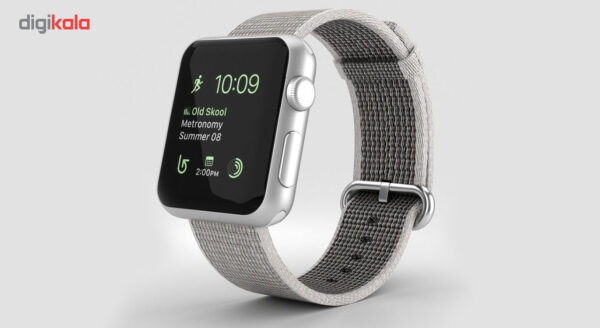 خرید و قیمت ساعت هوشمند اپل واچ سری 2 مدل  38mm Silver Aluminum Case with Pearl Woven Nylon Band