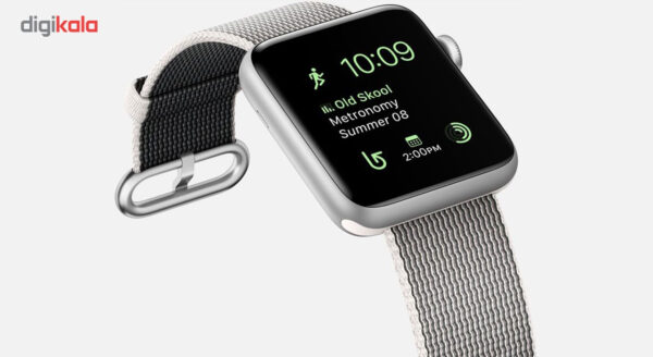 خرید و قیمت ساعت هوشمند اپل واچ سری 2 مدل  38mm Silver Aluminum Case with Pearl Woven Nylon Band