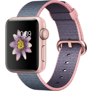 خرید و قیمت ساعت هوشمند اپل واچ سری 2 مدل 38mm  Rose Gold Aluminum Case with Woven Nylon Band