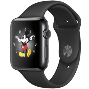 خرید و قیمت | ساعت هوشمند اپل واچ سری 2 مدل 42mm Steel Case with Black Sport Silicone Band