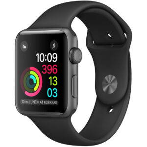 خرید و قیمت | ساعت هوشمند اپل واچ سری 2 مدل 38mm Space Gray Aluminum Case with Sport Silicon Band