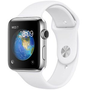 خرید و قیمت | ساعت هوشمند اپل واچ سری 2 مدل 42mm Stainless Steel Case with White Sport Silicone Band