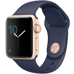 خرید و قیمت | ساعت هوشمند اپل واچ سری 2 مدل 38mm  Gold Aluminum Case with Midnight Blue Sport Silicon Band
