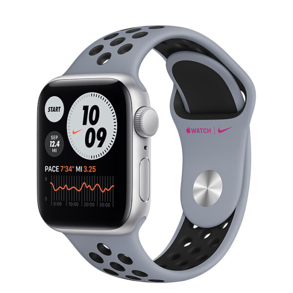 خرید و قیمت | ساعت هوشمند اپل مدل 44mm Aluminum Cases with Nike Sport silicone Band دارای قابلیت های صفحه نمایش لمسی بند سیلیکون