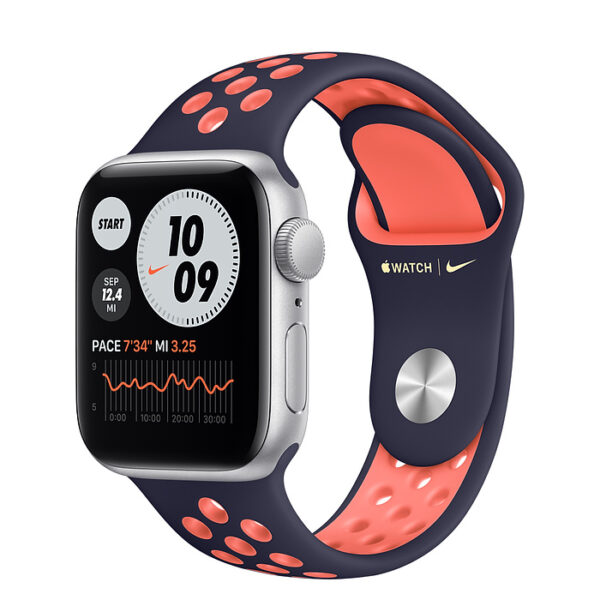 خرید و قیمت | ساعت هوشمند اپل مدل 44mm Aluminum Cases with Nike Sport silicone Band دارای قابلیت های صفحه نمایش لمسی بند سیلیکون