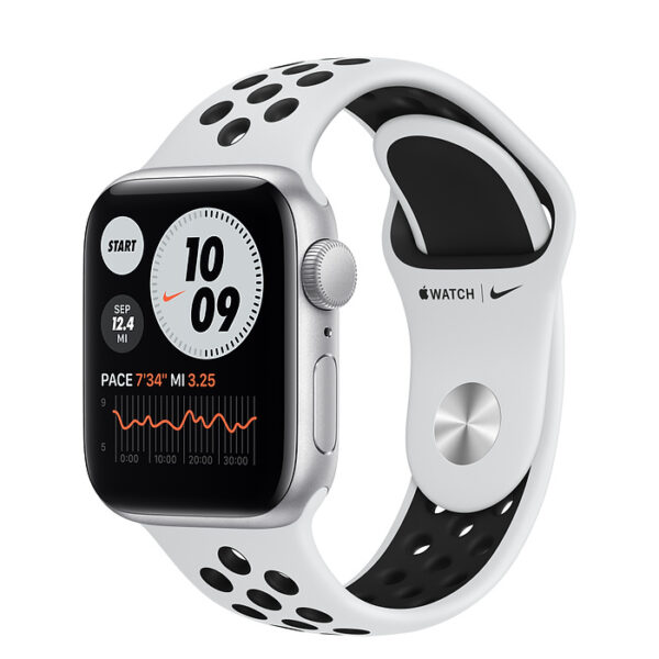 خرید و قیمت | ساعت هوشمند اپل مدل 44mm Aluminum Cases with Nike Sport silicone Band دارای قابلیت های صفحه نمایش لمسی بند سیلیکون