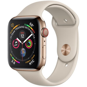 خرید و قیمت | ساعت هوشمند اپل واچ سری 4 سلولار مدل 40mm Stainless Steel Case with Stone Sport Silicon Band