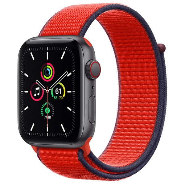 خرید و قیمت ساعت هوشمند اپل مدل  44mm Aluminum Case with Sport Loop Nylon Band دارای قابلیت های صفحه نمایش لمسی بند نایلون