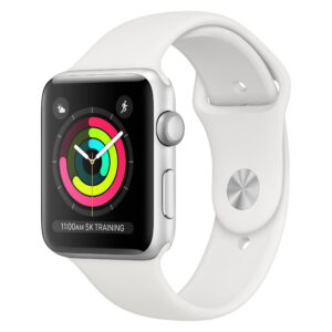 خرید و قیمت | ساعت هوشمند اپل واچ سری 3 جی پی اس مدل 38mm Aluminum Case with Black Sport Silicon Band