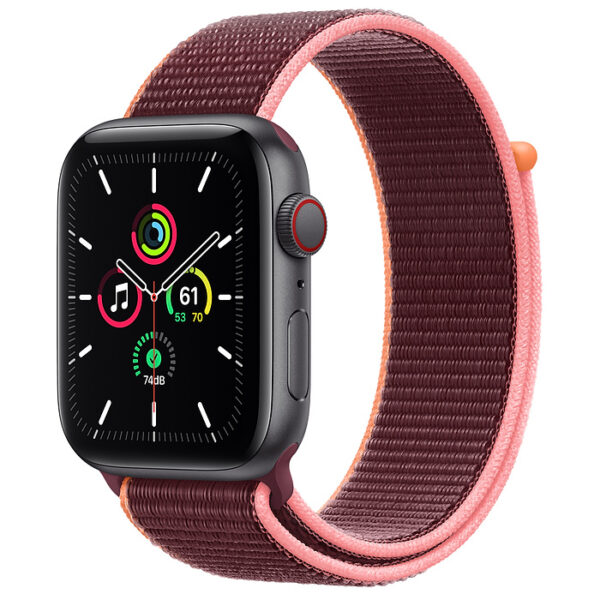 خرید و قیمت ساعت هوشمند اپل مدل  44mm Aluminum Case with Sport Loop Nylon Band دارای قابلیت های صفحه نمایش لمسی بند نایلون