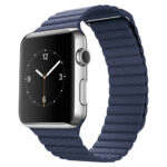 خرید و قیمت | ساعت هوشمند اپل واچ مدل 42mm Stainless Steel Case with Midnight Blue Leather Loop