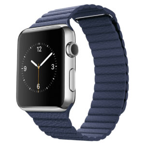 خرید و قیمت | ساعت هوشمند اپل واچ مدل 42mm Stainless Steel Case with Midnight Blue Leather Loop