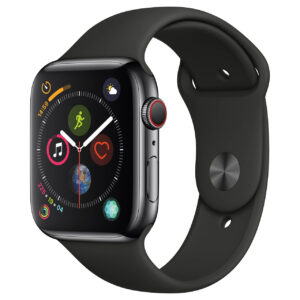 خرید و قیمت | ساعت هوشمند اپل واچ سری 4 مدل 44mm Space Black Stainless alumiuim Case with Black Sport Silicon Band