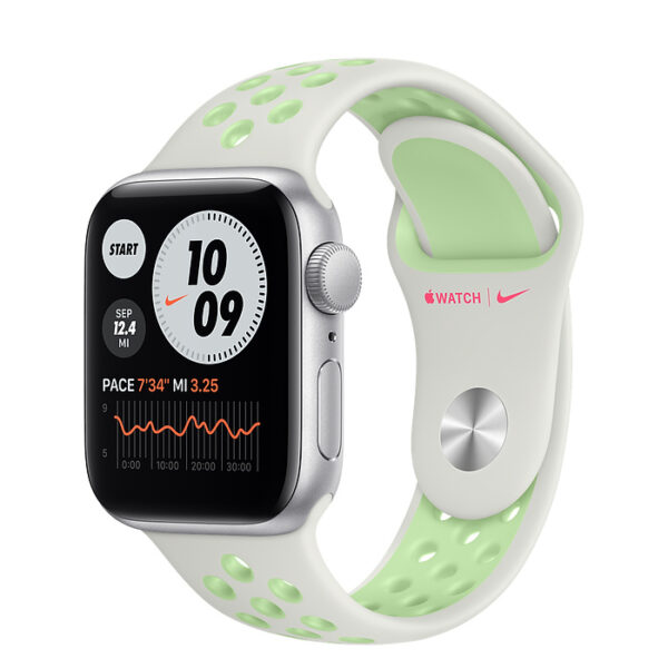 خرید و قیمت | ساعت هوشمند اپل مدل 44mm Aluminum Cases with Nike Sport silicone Band دارای قابلیت های صفحه نمایش لمسی بند سیلیکون