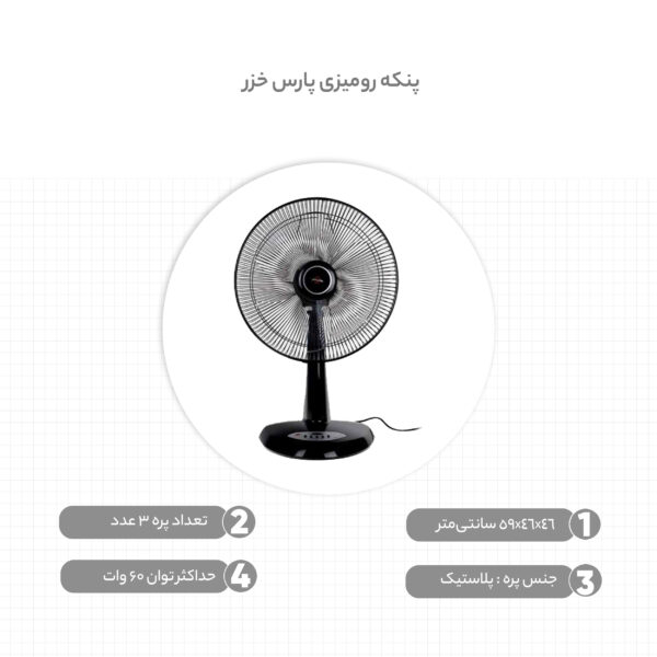 خرید و قیمت پنکه رومیزی پارس خزر مدل RIMA