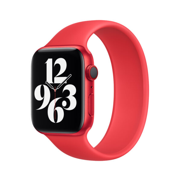 خرید و قیمت | ساعت هوشمند اپل واچ سری 6 مدل 44mm Aluminum Case with Sport silicone Band، صفحه نمایش لمسی 1.78 اینچ با Retina LTPO OLED، سازگار با iPhone 6S به بالا و IOS 14 به بالا، قابلیت مکالمه از طریق بلوتوث، شمارنده ضربان قلب، شتاب‌سنج، گام‌شمار، باتری لیتیوم یونی