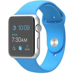 خرید و قیمت ساعت هوشمند اپل واچ مدل 38mm Aluminum Case With Blue Sport Silicon Band