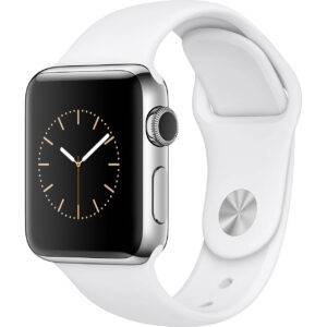 خرید و قیمت | ساعت هوشمند اپل واچ سری 2 مدل 38mm Stainless Steel Case with White Sport Silicon Band