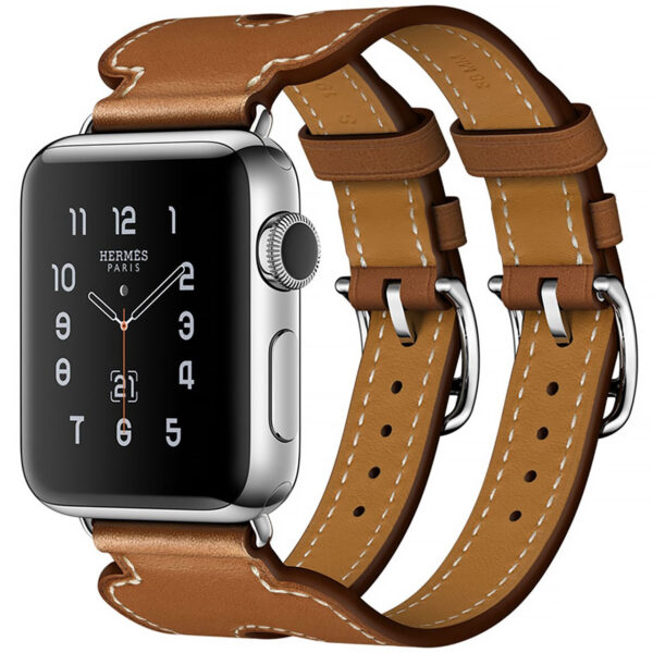 خرید و قیمت | ساعت هوشمند اپل واچ سری 2 مدلHermes  38mm Stainless Steel Case with Fauve Barenia Leather Double Buckle Cuff