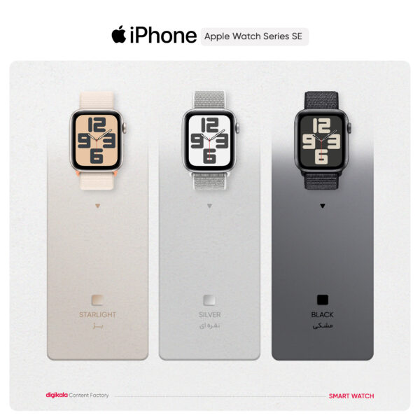 خرید و قیمت ساعت هوشمند اپل مدل  44mm Aluminum Case with Sport Loop Nylon Band دارای قابلیت های صفحه نمایش لمسی بند نایلون