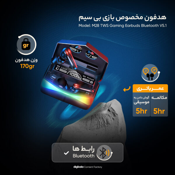 خرید و قیمت | هدفون مخصوص بازی بی سیم مدل M28 TWS Gaming Earbuds Bluetooth V5.1