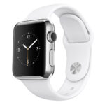 خرید و قیمت | ساعت هوشمند اپل واچ مدل 38mm Stainless Steel Case with White Sport Band